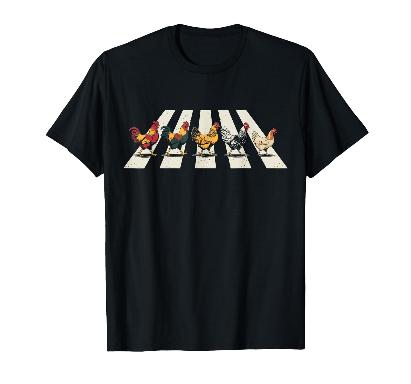 Funny Chickens Crossing The Road Vintage Rooster Hen Farmers T-Shirt