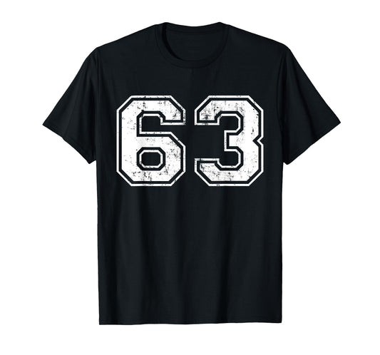 Number 63 Distressed Vintage Sixty Three Sport Team Practice T-Shirt