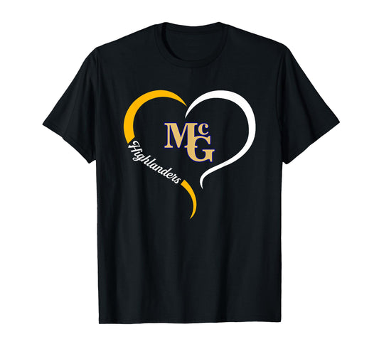 Mcguffey Highlanders Logo Half Heart Slogan HS T-Shirt