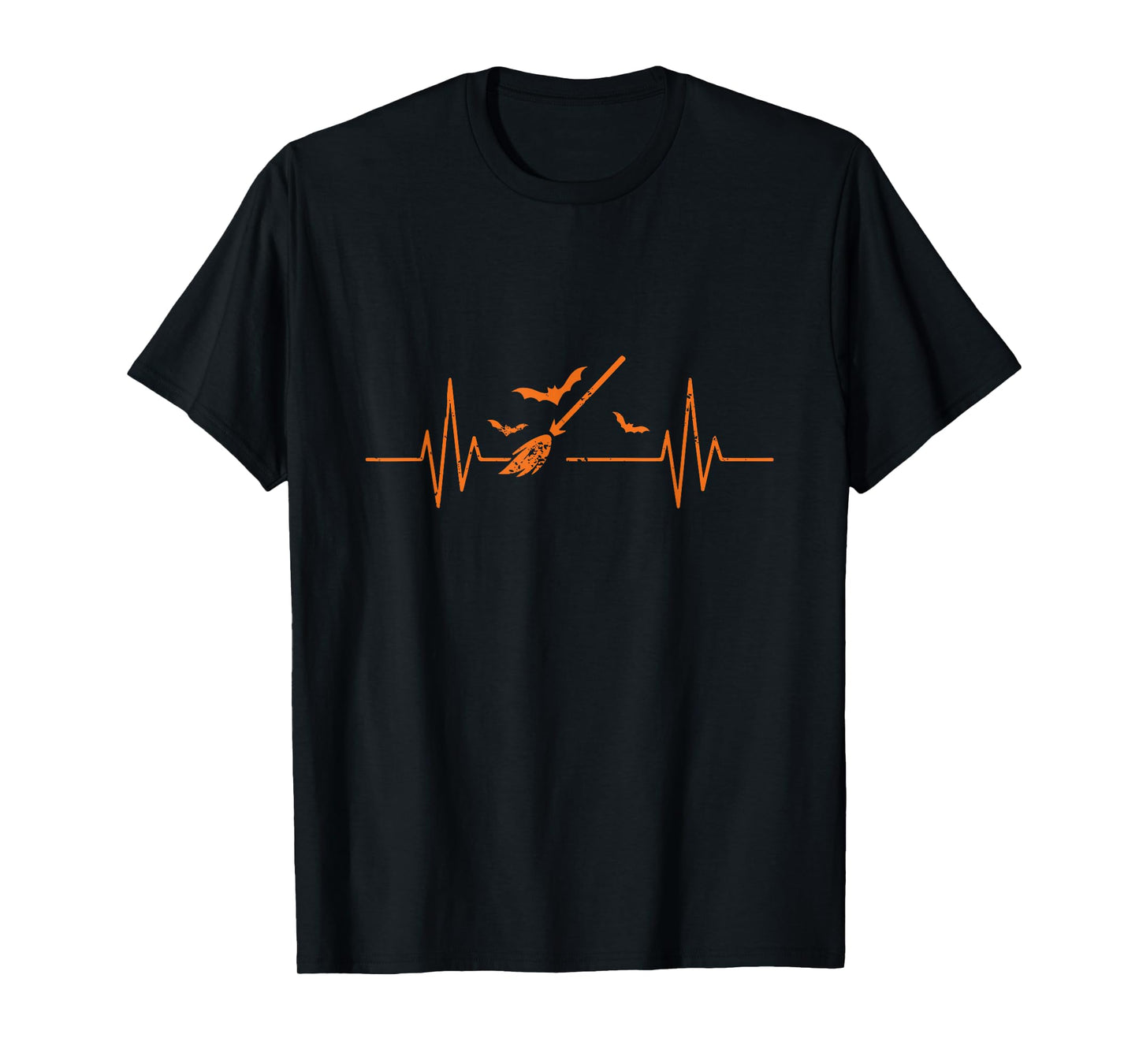 Witch Broom Heartbeat Halloween T-Shirt