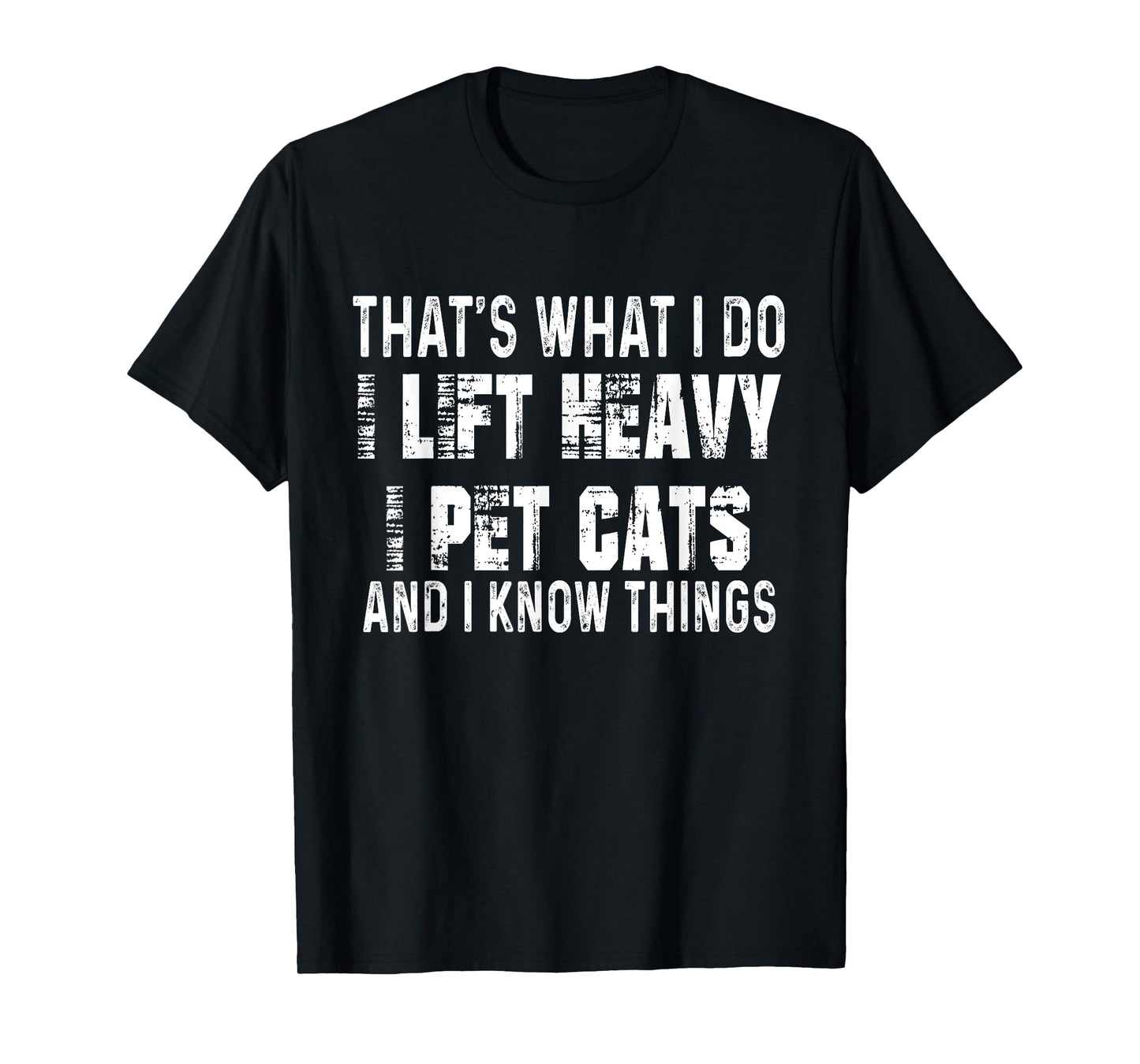 Hilarious Fitness Cat Lovers and Gym Humor Tees Unisex-Adults Black Small I Lift Heavy, I Pet Cats, and I Know Things Funny Gym T-Shirt