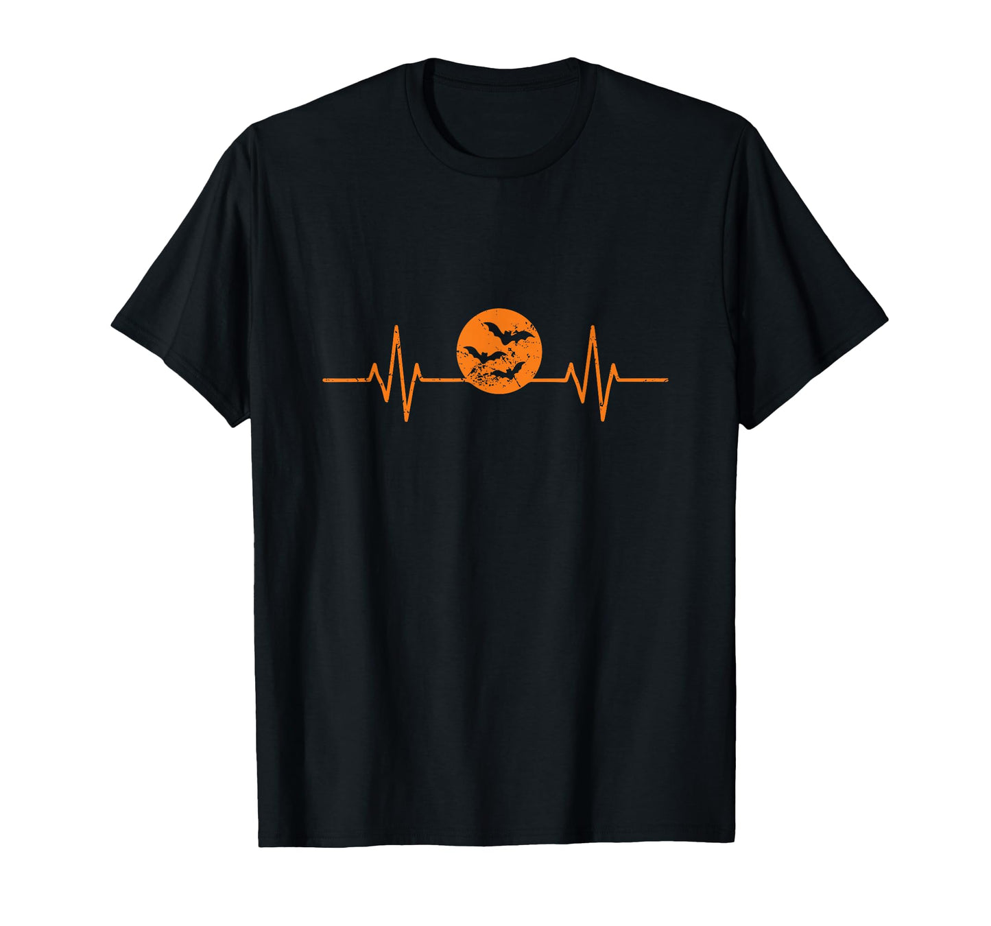 Moon with Bats Heartbeat EKG Line T-Shirt