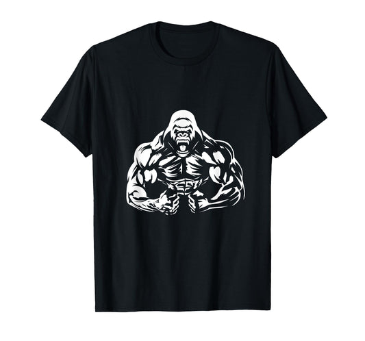 Vegan Fitness Gorilla Workout Apparel Unisex-Adults Gorilla Bodybuilder Vegan Workout Gym Strength Training T-Shirt