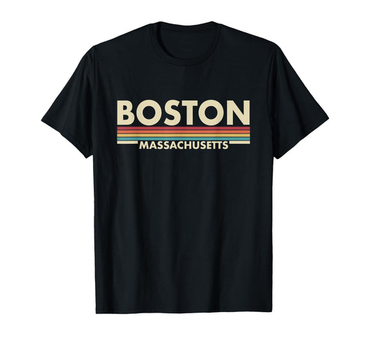 Graphic Club Inc. Boston - Massachusetts Vintage Retro Stripes Classic T-Shirt