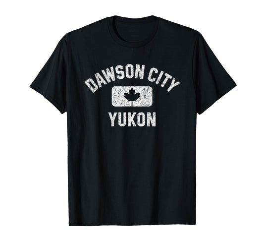 Dawson City Yukon Gym Style Distressed White Print T-Shirt