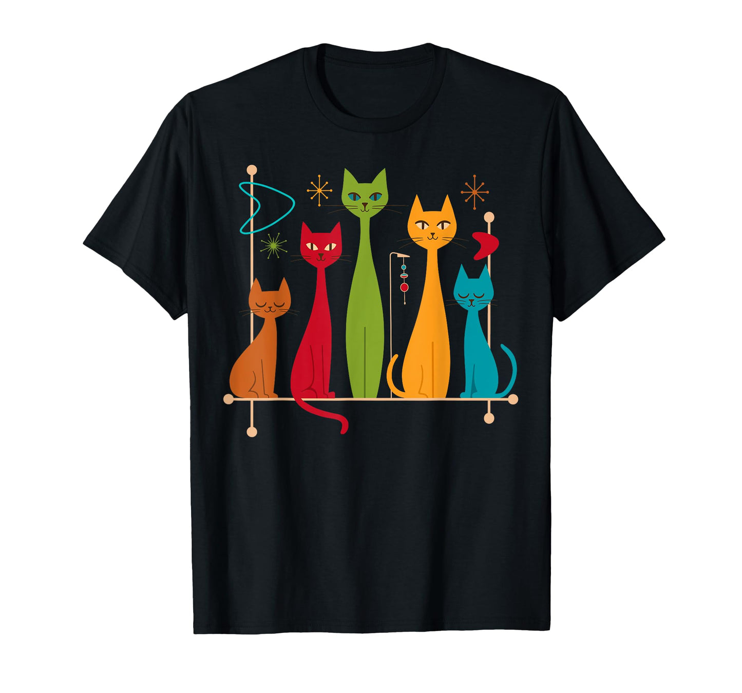 Retro Mid-Century Modern Cats 50s 60s Style T-Shirt