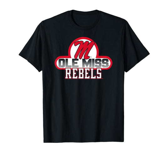 Elite Authentics Unisex-Adults and Kids Blue Small Mississippi Ole Miss Rebels College Sports Modern Letter Print Short Sleeve T-Shirt