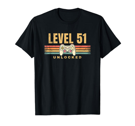 Level 51 Unlocked Funny Video Gamer 51st Birthday Gaming T-Shirt