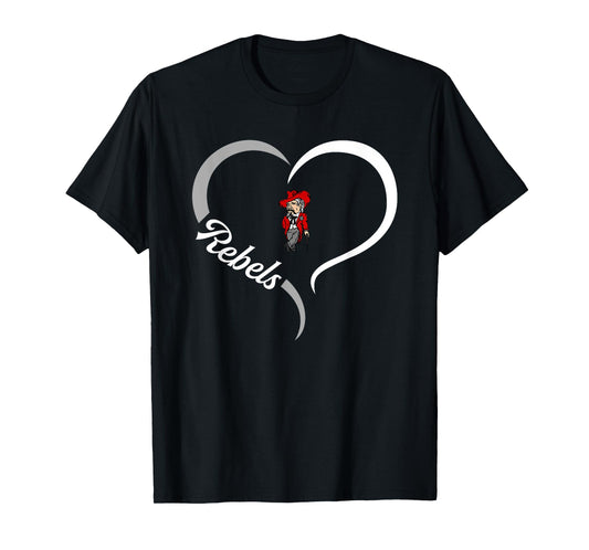 Highland Rebels Logo Half Heart Slogan HS T-Shirt