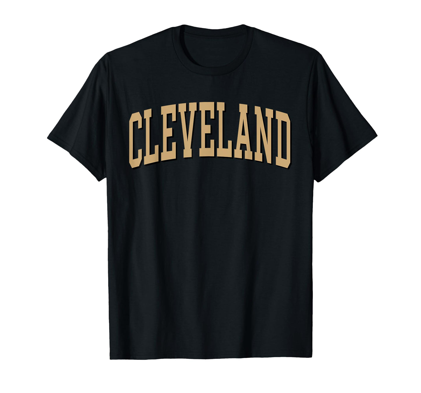 Cleveland Apparel . Co - Vintage Varsity Arched Text Cleveland T-Shirt - Unisex-Adult, Short Sleeve, T-Shirt, Red, Small