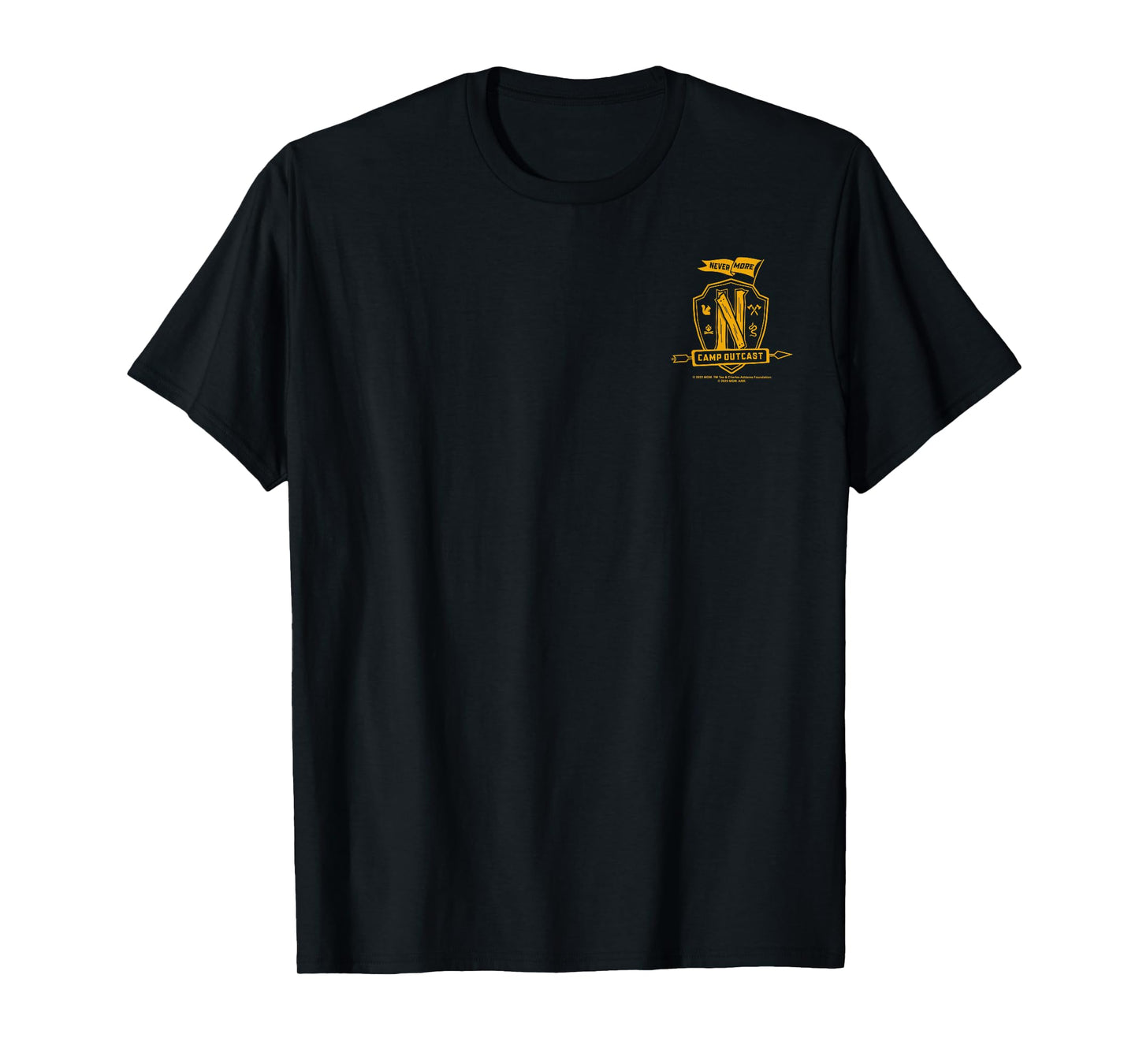 Wednesday Season 2 Nevermore Camp Outcast Left Pocket Logo T-Shirt