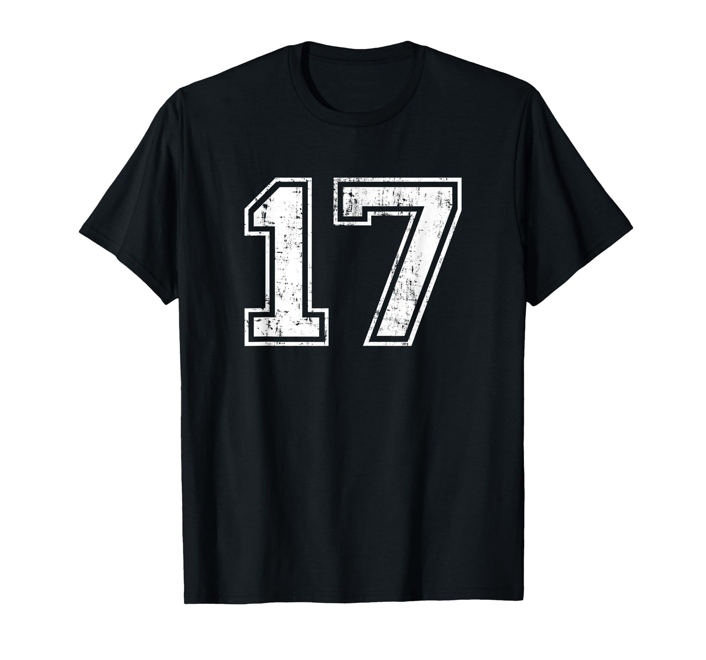 Number 17 Distressed Vintage Seventeen Sports Team Training T-Shirt