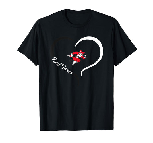 Hartsville Red Foxes Logo Half Heart Slogan HS T-Shirt
