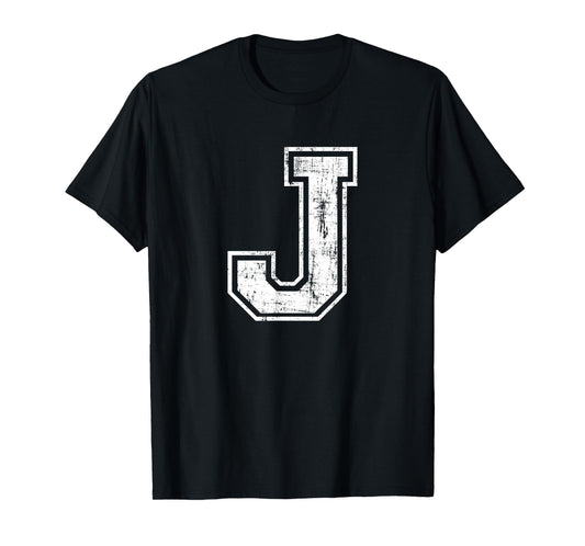 Letter J Uppercase Alphabet Initial School College Varsity T-Shirt