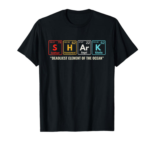 Shark Periodic Table Elements Week Retro Shark Lovers 2025 T-Shirt