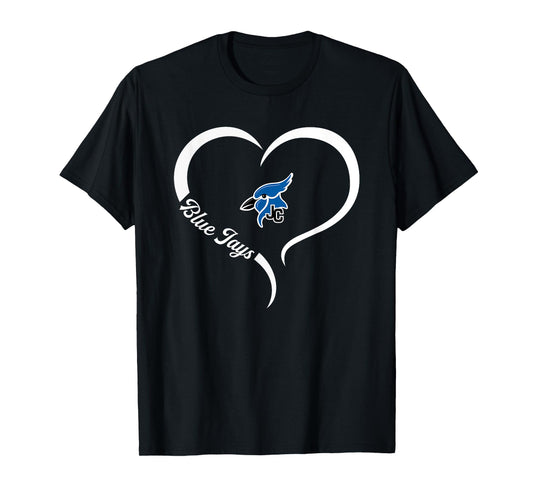 Junction City Blue Jays Logo Half Heart Slogan HS T-Shirt