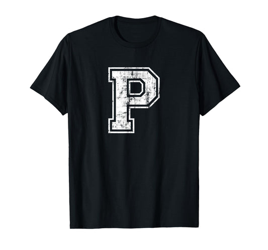 Letter P Uppercase Alphabet Initial School College Varsity T-Shirt