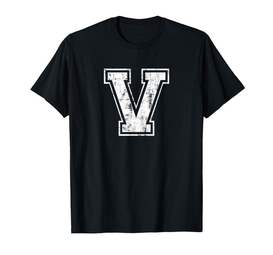 Letter V Uppercase Alphabet Initial School College Varsity T-Shirt