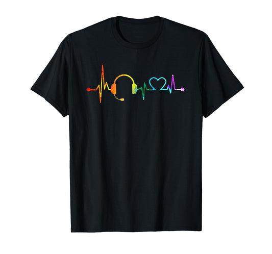 Retro Vintage 911 Dispatcher Heartbeat Watercolor Dispatch T-Shirt