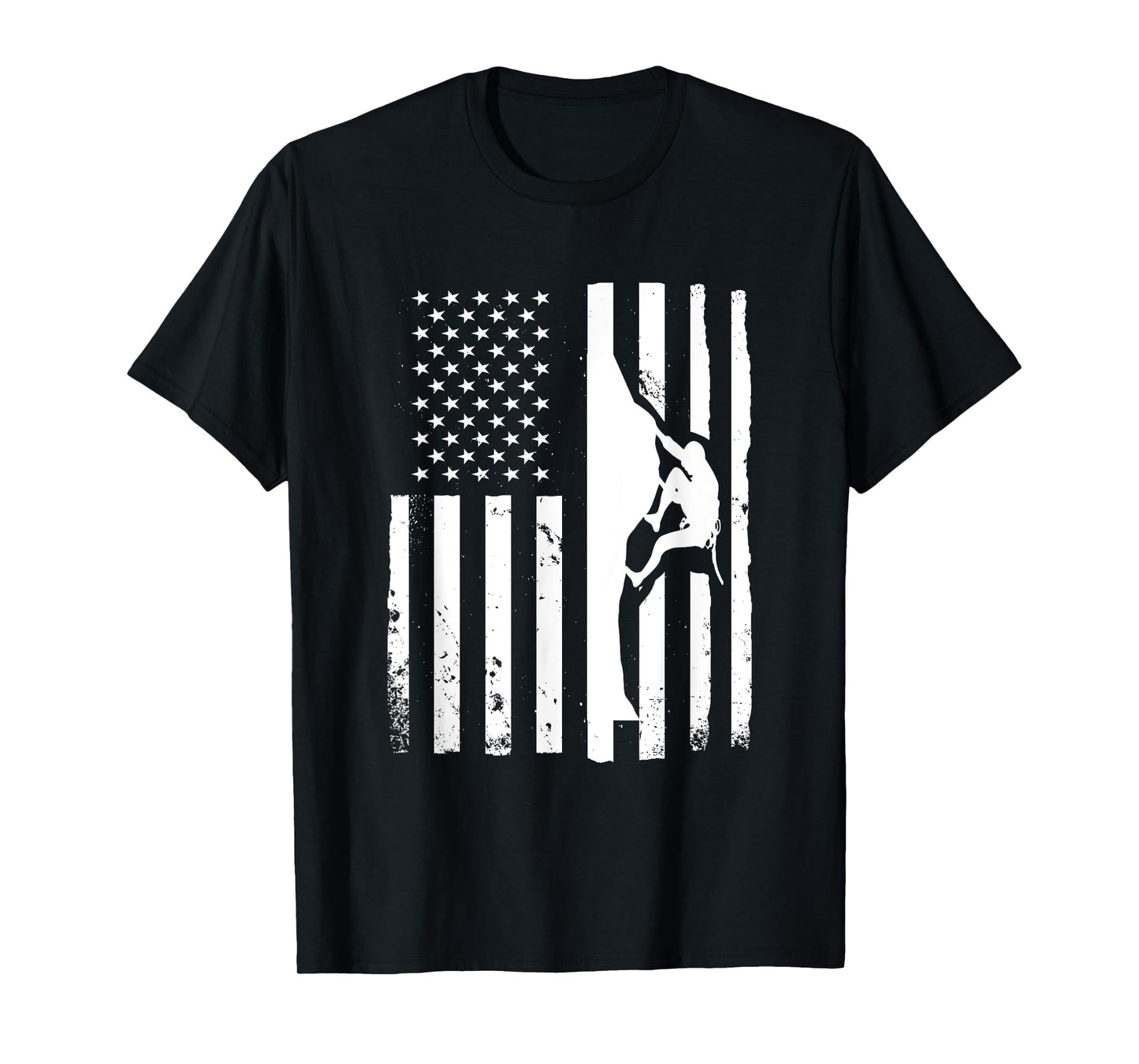 USA Flag Graphic Rock Climber Bouldering Mountaineering T-Shirt