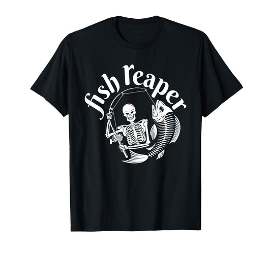 Fish Reaper Funny Skeleton Fisherman Halloween Angler T-Shirt