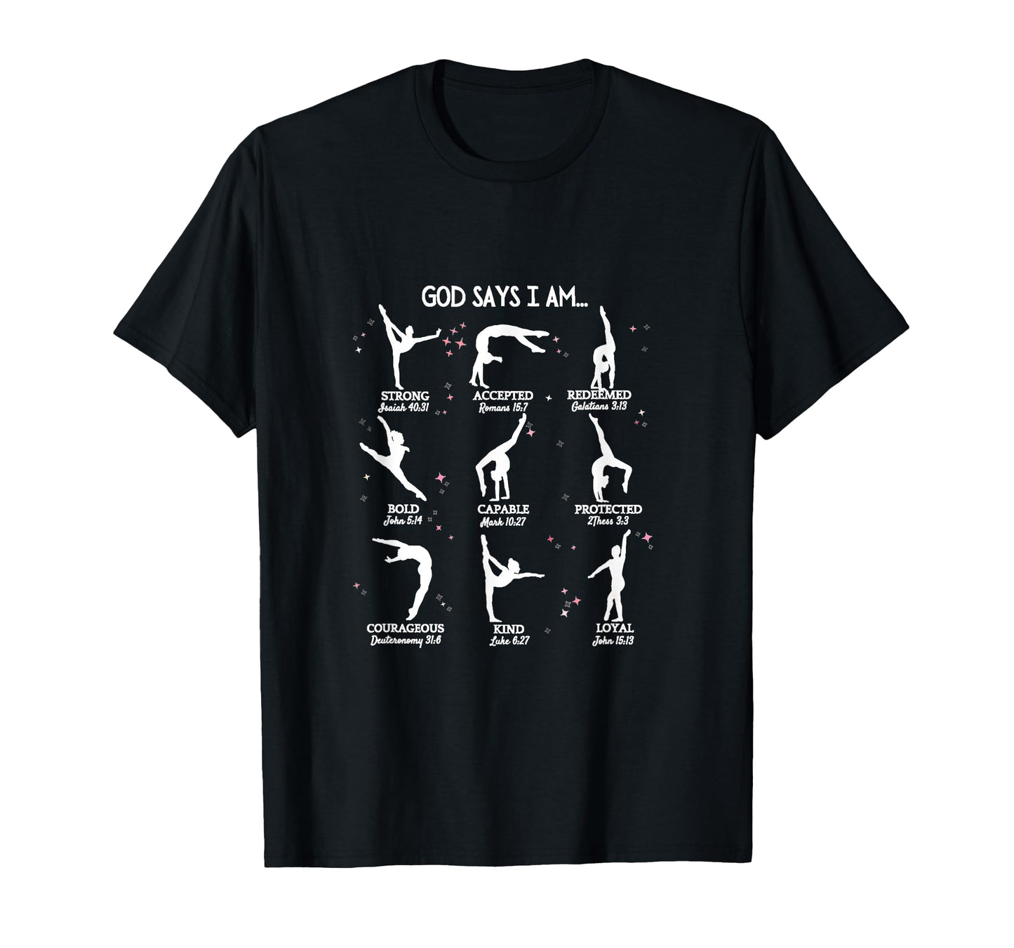 Gymnastics God Says I Am Bible Verse Gymnast Christian Jesus T-Shirt