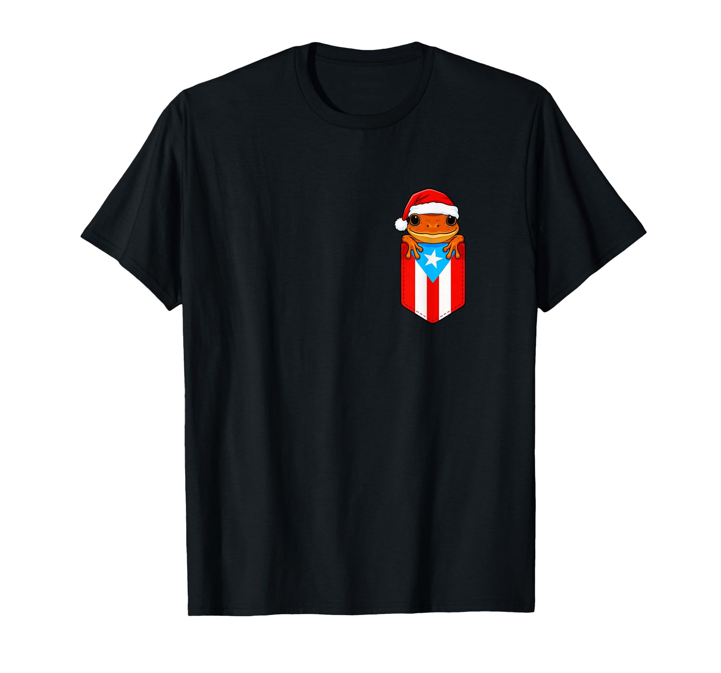 Jibaro Coqui Frog Puerto Rico Flag Boricua Pocket Christmas T-Shirt