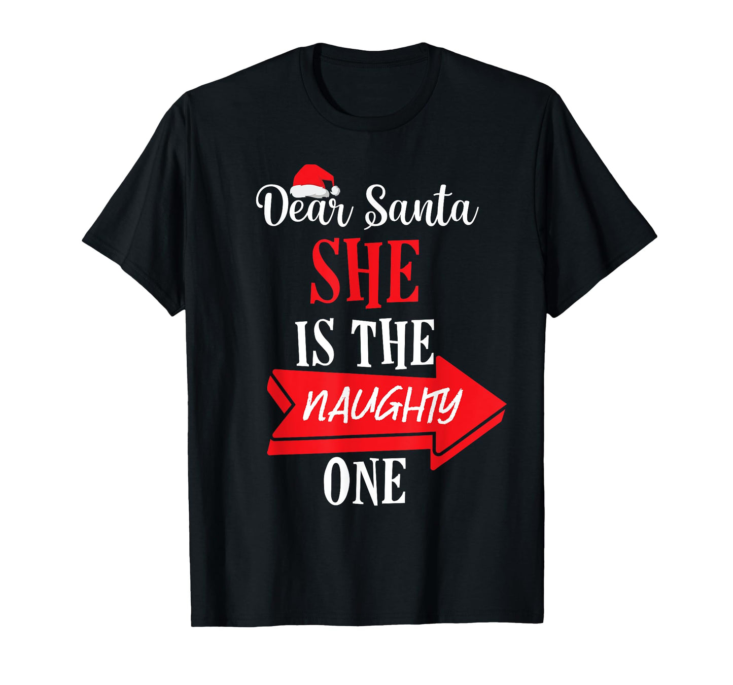 She is The Naughty One Christmas Matching Couple Boyfriend T-Shirt
