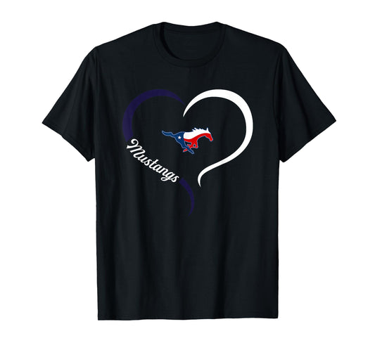 Madisonville Mustangs Logo Half Heart Slogan HS T-Shirt