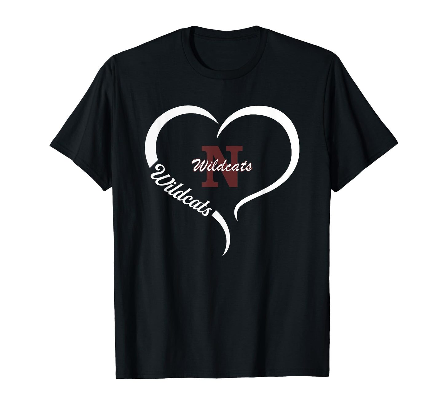 Newark Wildcats Logo Half Heart Slogan HS T-Shirt