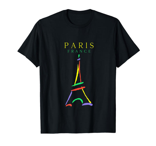 Paris France Eiffel Tower Art 90s Style T-Shirt
