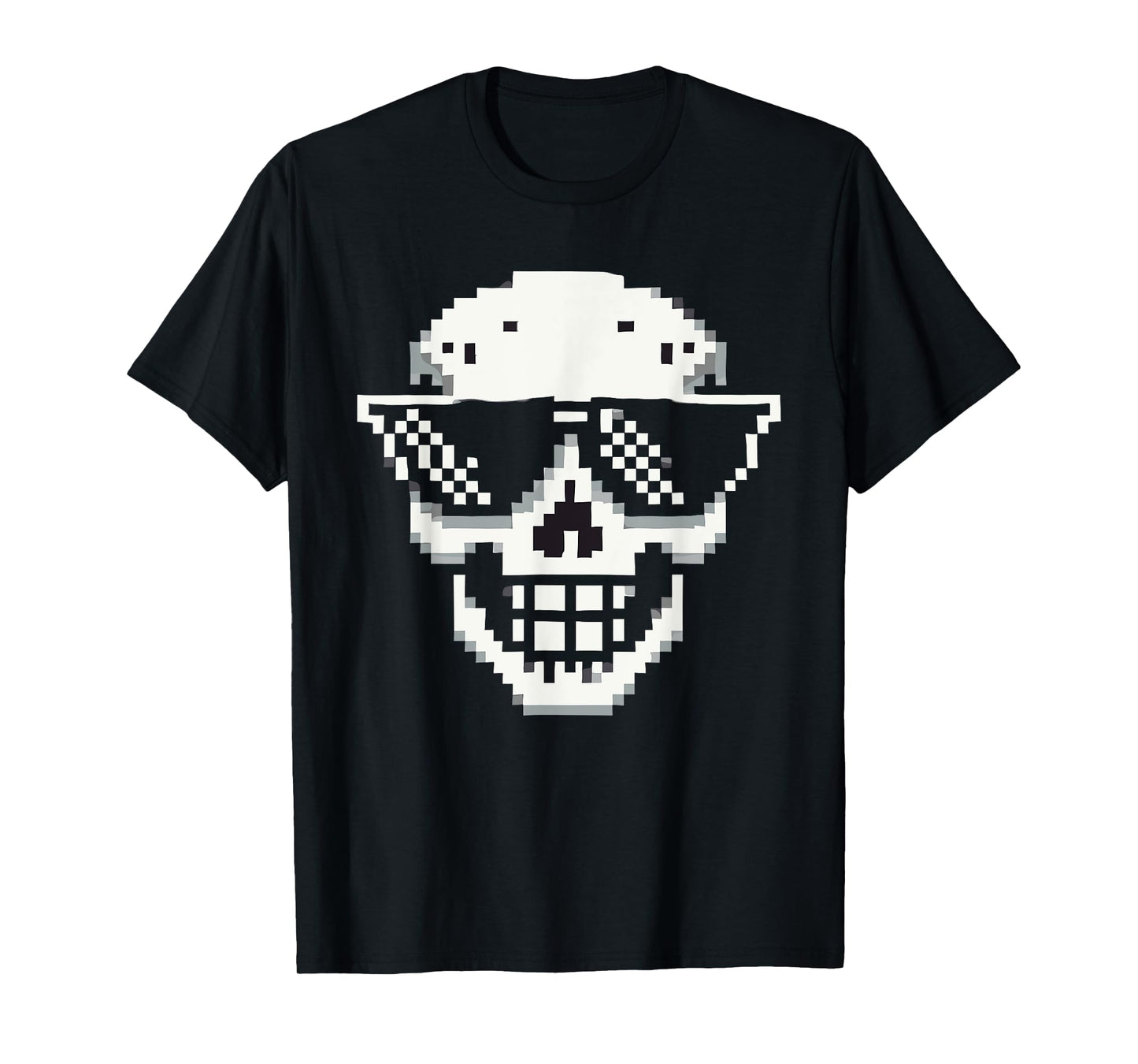 Pixel Cool Skull With Sunglasses Style T-Shirt