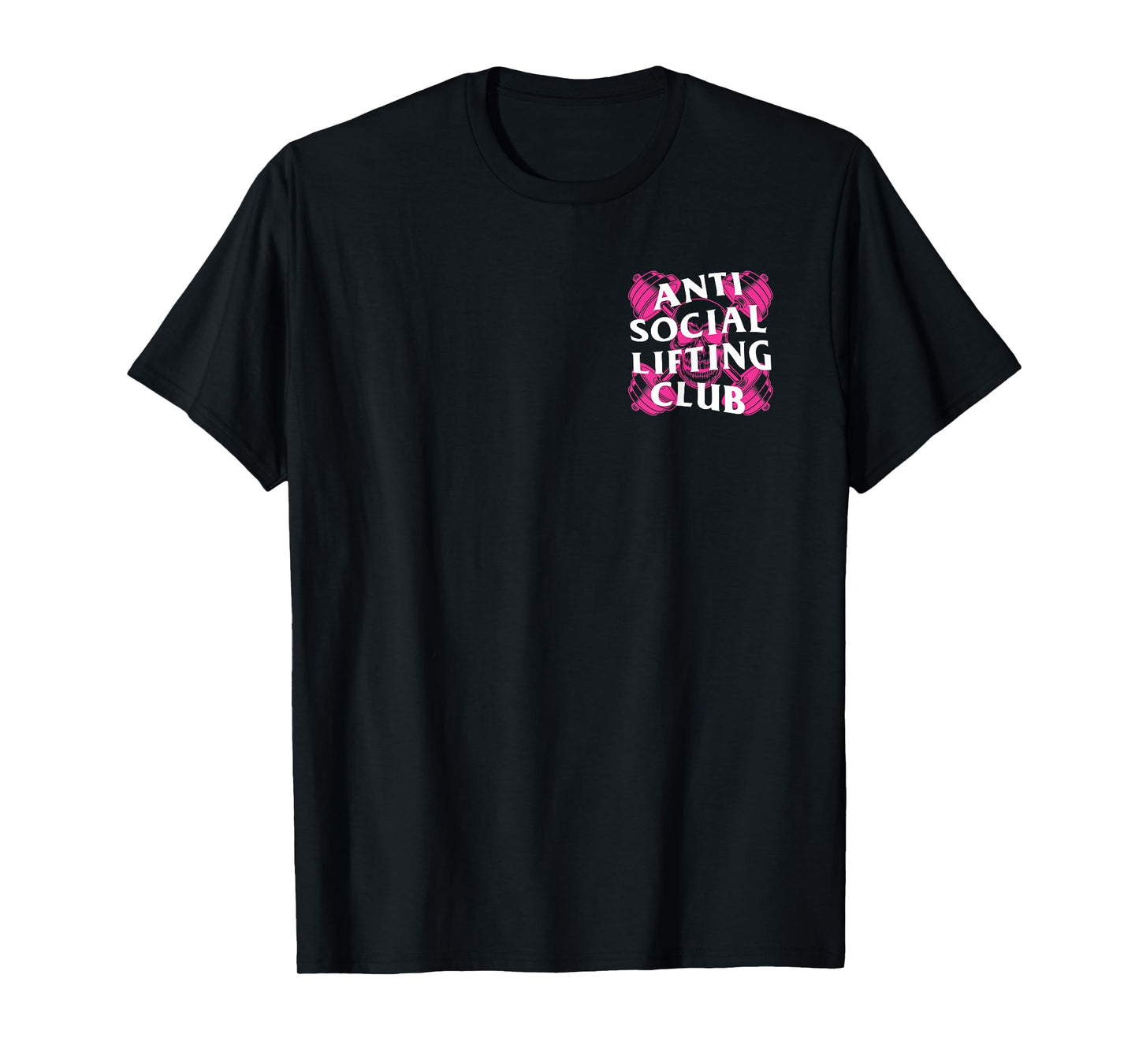 Anti Social Lifting Club: Barbells Crossed Skull (Hot Pink) T-Shirt