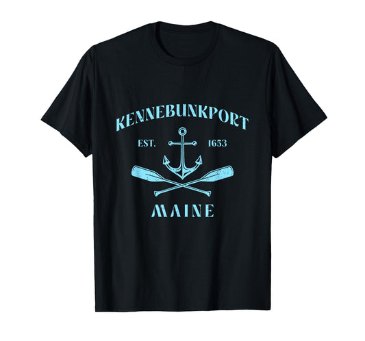 Vintage Nautical Boat Anchor & Crossed Oars Kennebunkport T-Shirt