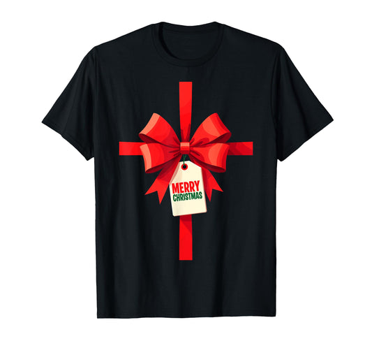 Funny Christmas Bow Xmas Present Costume Merry Christmas T-Shirt