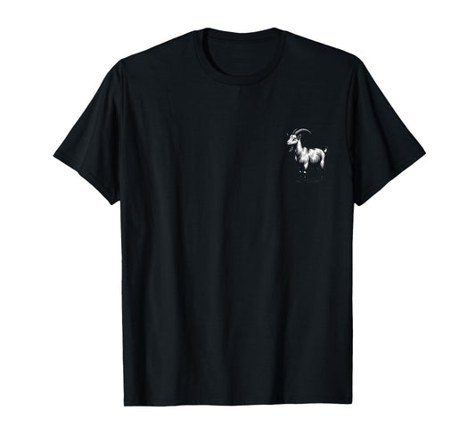 Pocket Goat Funny Graphic Patch Novelty Animal Art Line Cool T-Shirt
