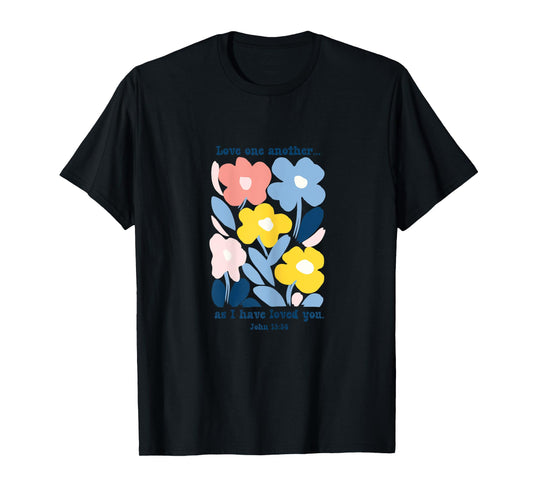 Love One Another As I Have Loved You Boho Pastel Floral T-Shirt
