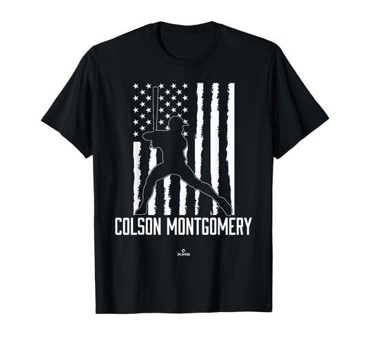 Distressed Flag Swing Colson Montgomery Prospect Baseball T-Shirt