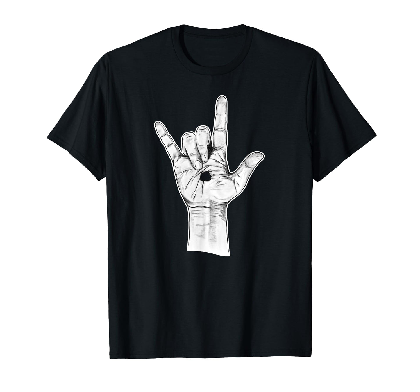 I Love You ASL Hand Sign - Hand Drawn Novelty Jesus T-Shirt
