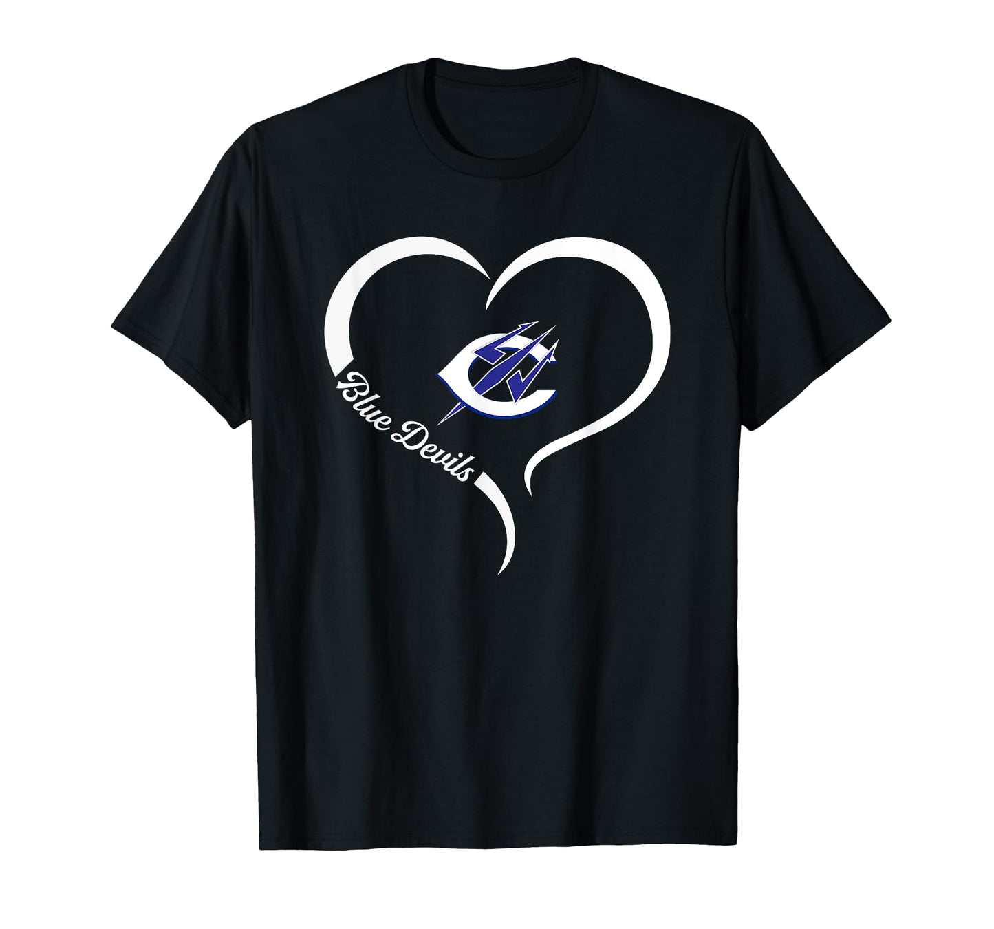 Clay Blue Devils Logo Half Heart Slogan HS T-Shirt