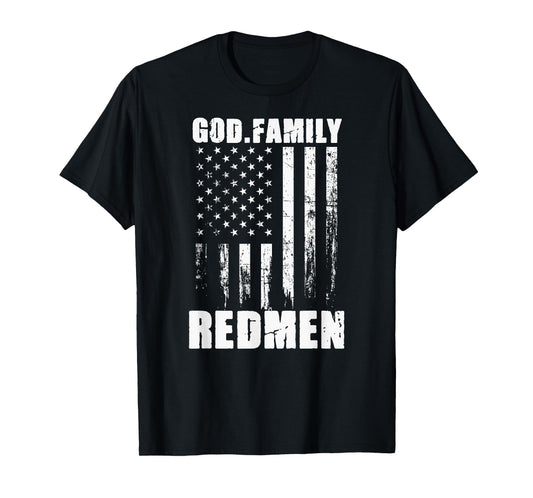 Rock Hill Redmen God. Family. Vintage USA Flag T-Shirt