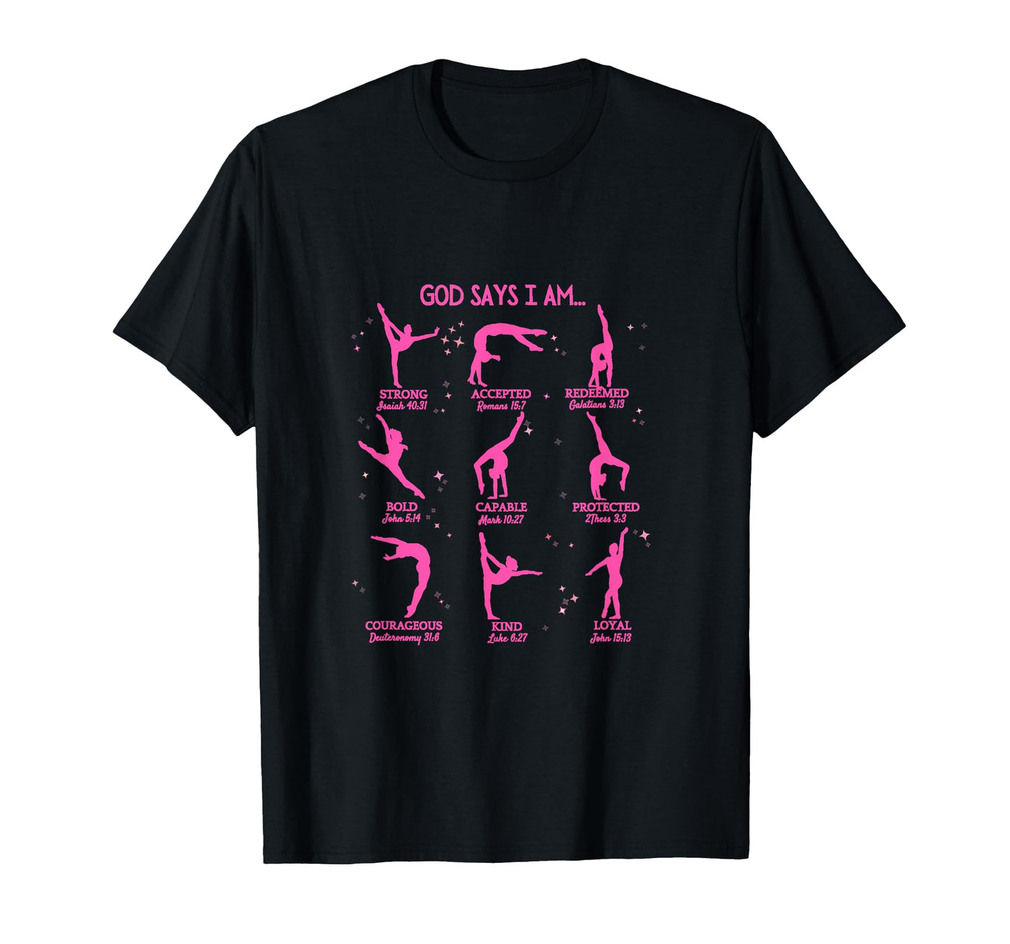 Gymnastics God Says I Am Bible Verse Gymnast Christian Jesus T-Shirt