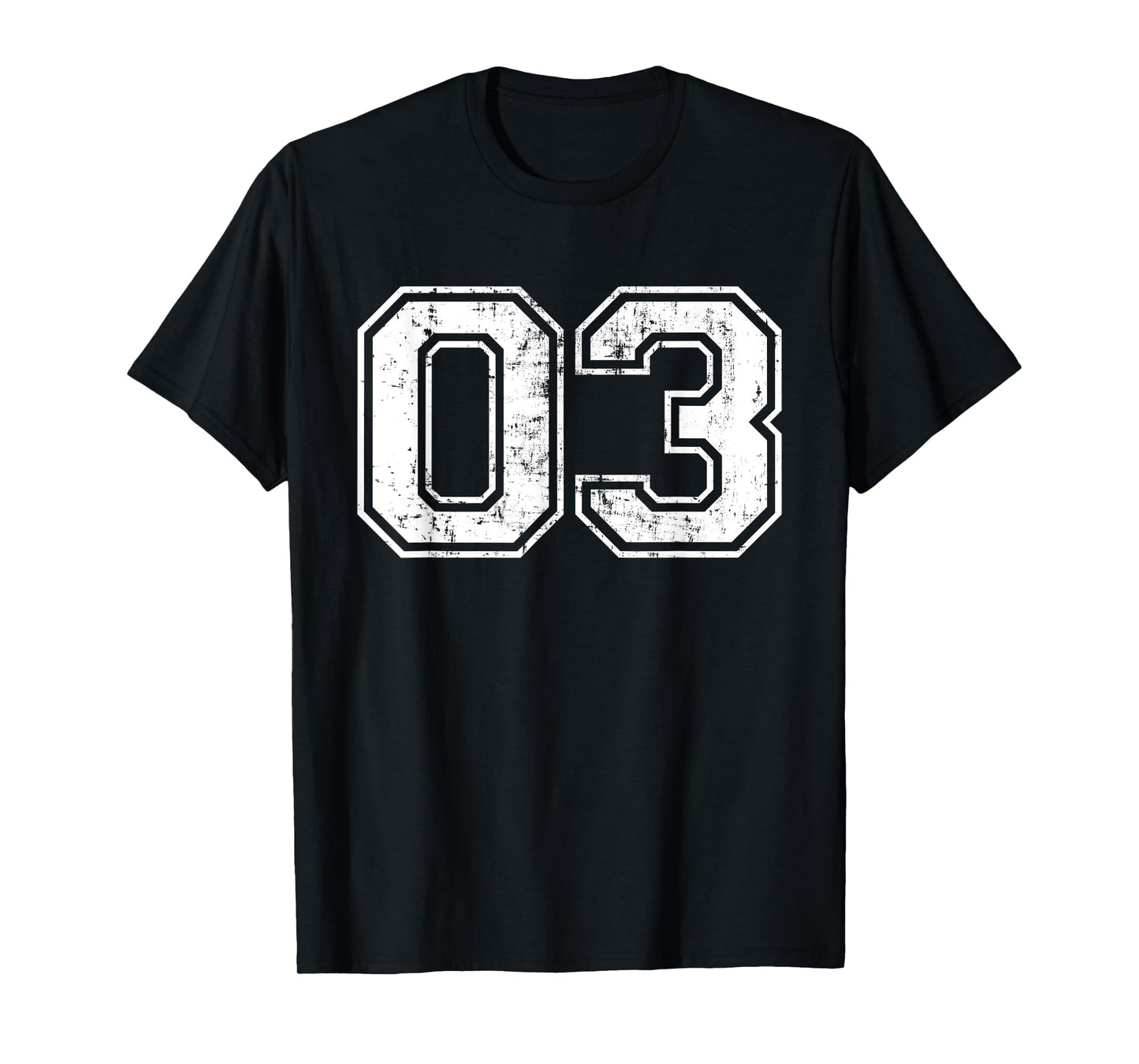 Number 03 Varsity Distressed Vintage Sports Team Practice T-Shirt