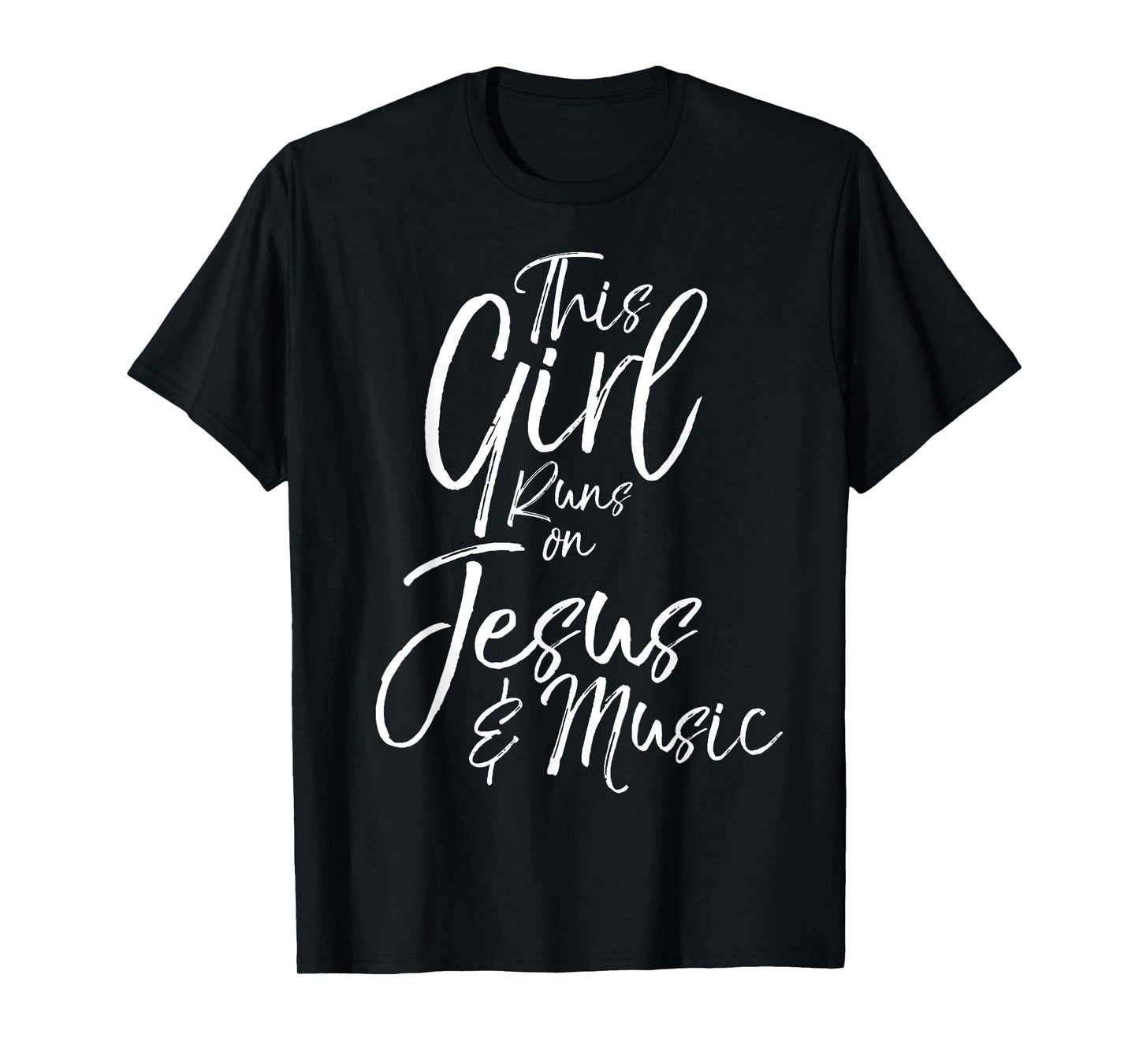 Christian Gift for Women This Girl Runs on Jesus & Music T-Shirt