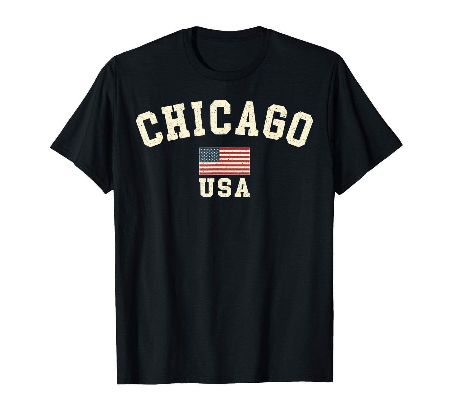 Vintage Chicago USA American Flag Illinois Souvenir Retro T-Shirt