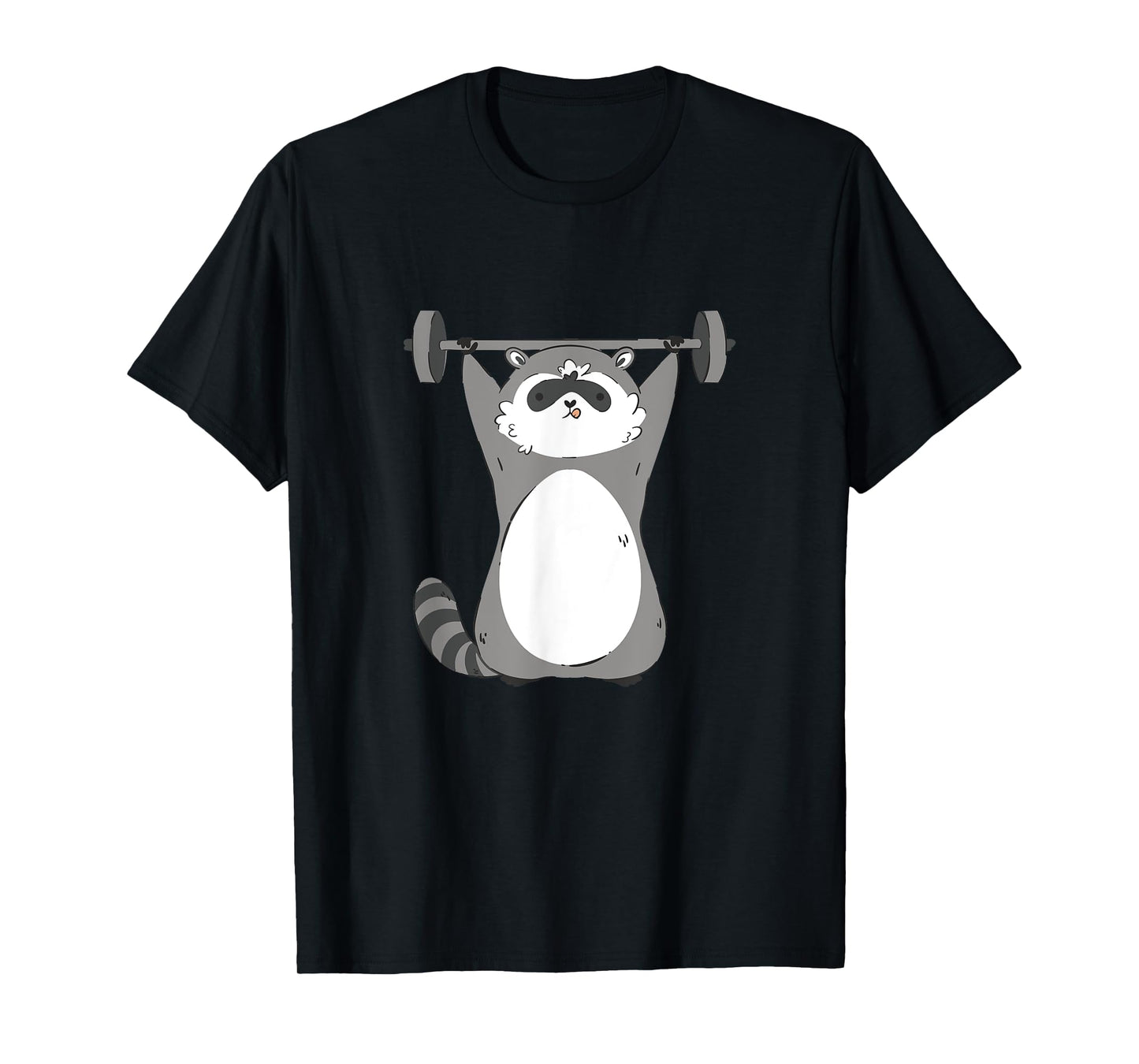 Raccoon Weightlifting Funny Cartoon Gym Graphic T-Shirt