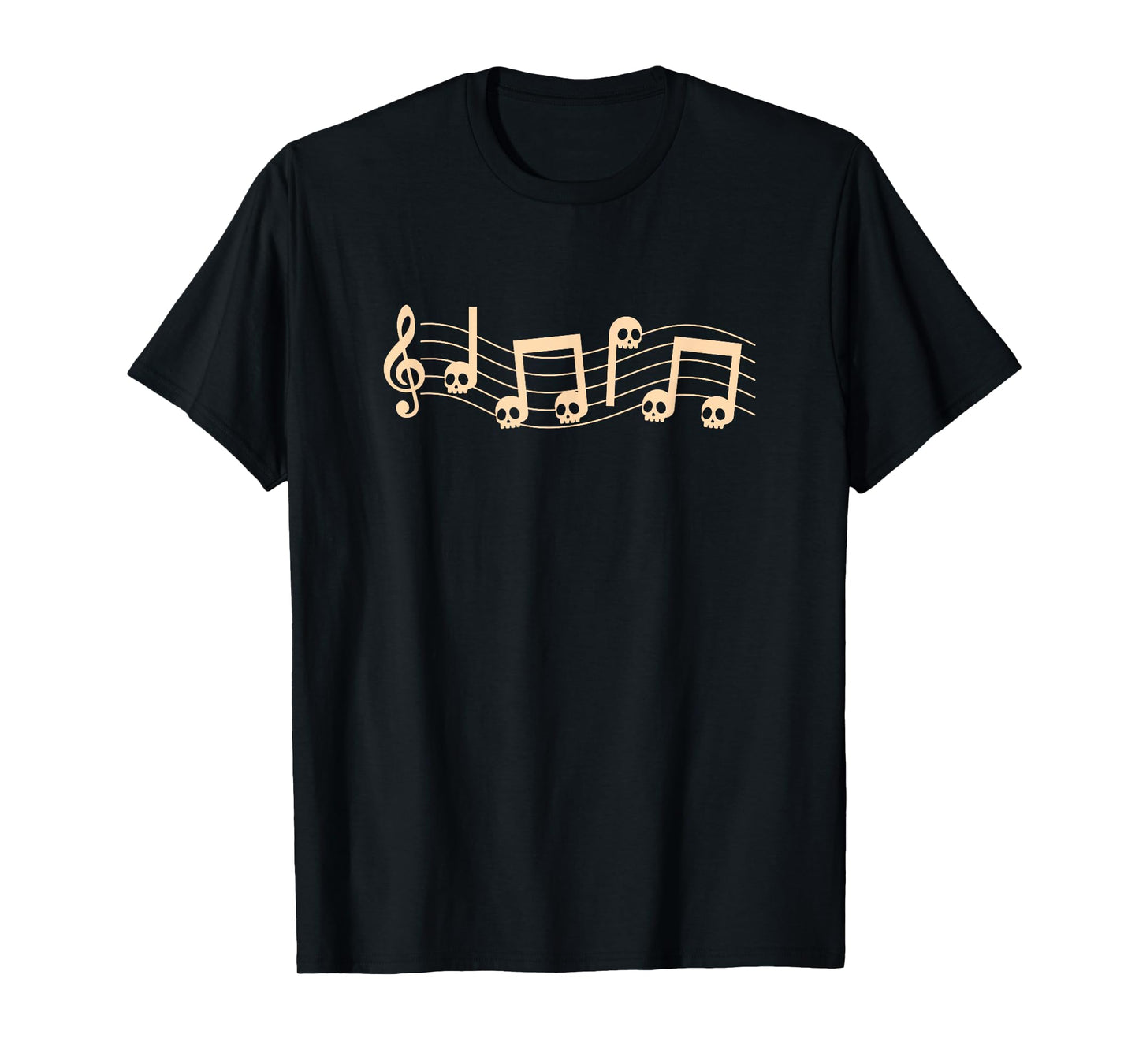 Skull Music Notes Halloween Musician T-Shirt