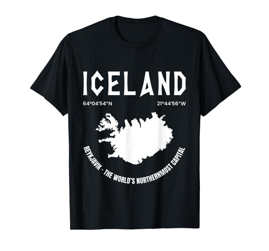 Iceland Map Gift Reykjavík Iceland Lover Icelandic Vacation T-Shirt