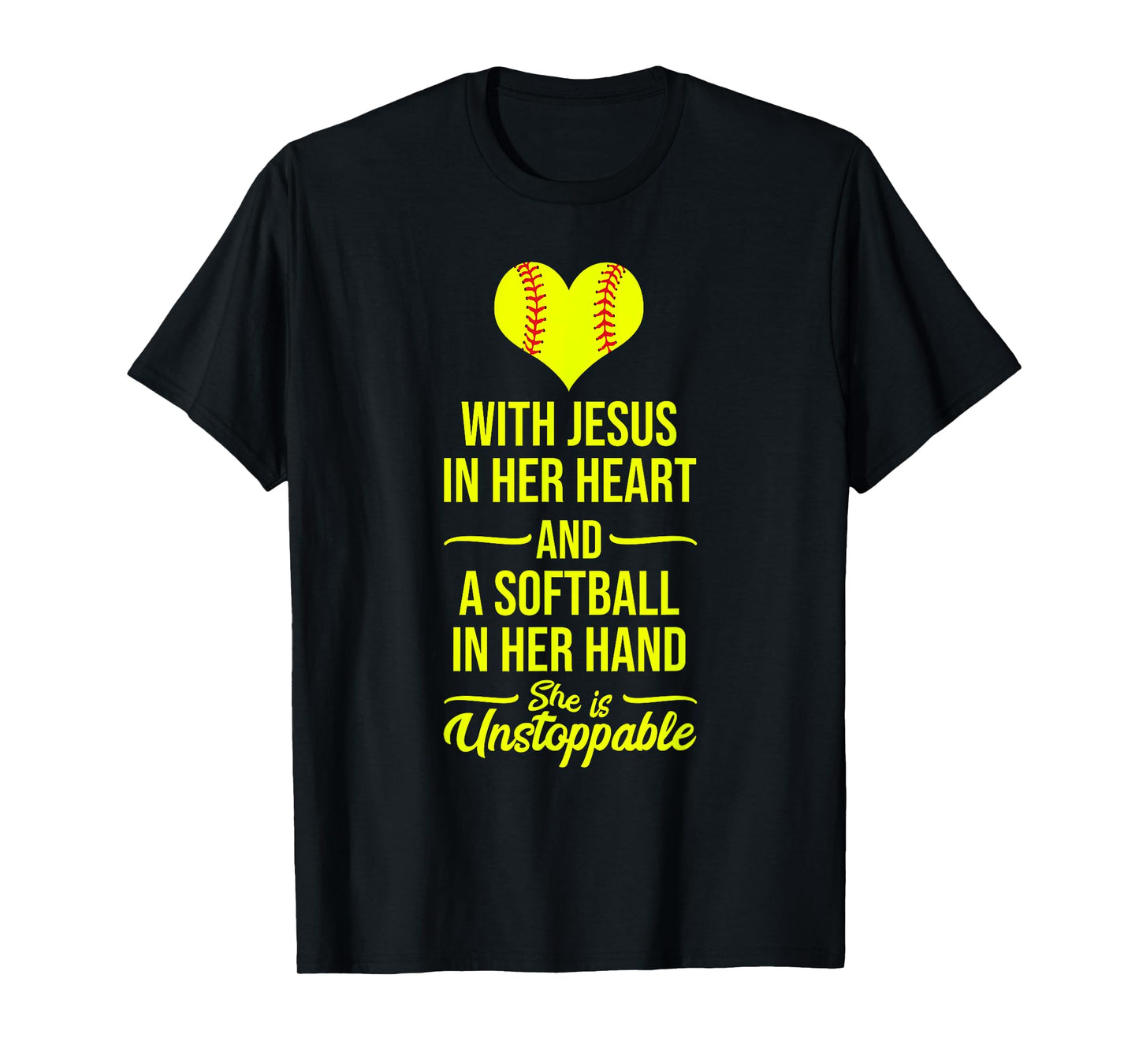Softball With Jesus In Her Heart Softball Pitcher T-Shirt