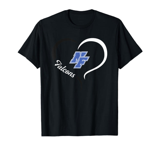 North Forney Falcons Logo Half Heart Slogan HS T-Shirt